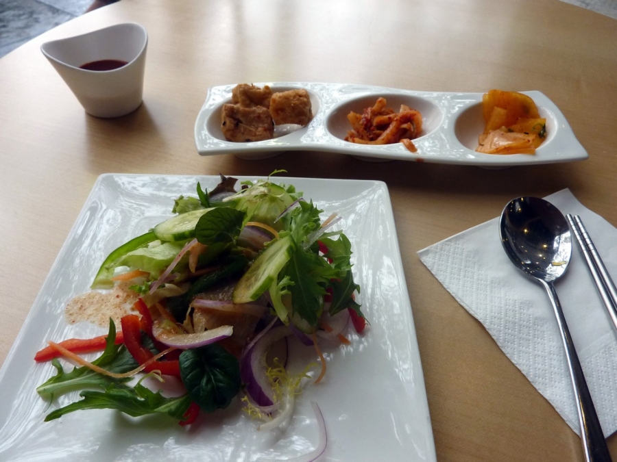 Salad, Gochujang, Fried Tofu, Kimchi, Daikon