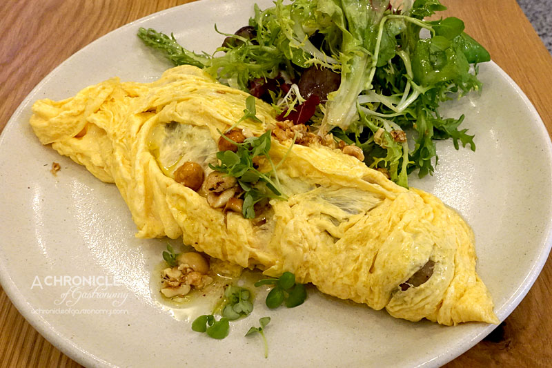 Square and Compass - Omelette, Chargrilled Leeks, Hazelnuts, Pecorino (with Salad) ($16.50)