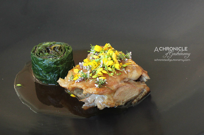 Circa - Duck with Cinapa, Malted Onion Coriander Flower, Nettle Sauce ($22)