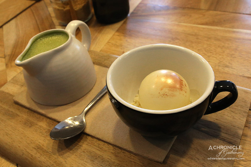 Long Story Short - Matcha Maiden White Hot Chocolate Sphere with Marshmallow ($11.50)