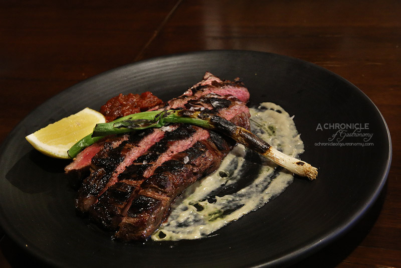 Tinto - Wagyu flank steak, charrgrilled with roated capsicum and white anchovy salsa ($32)