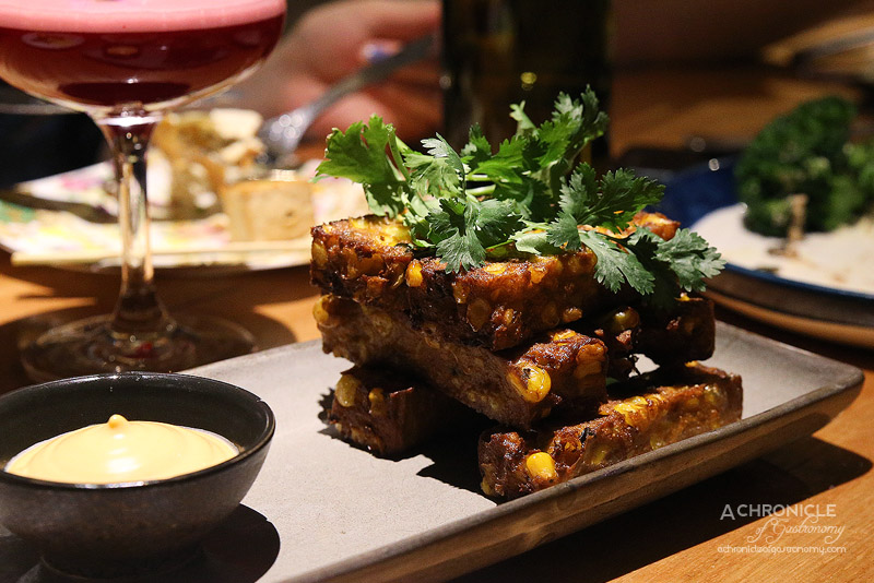 Transformer - Sweet Corn Fritter Fries and Chipotle Mayonnaise ($14)