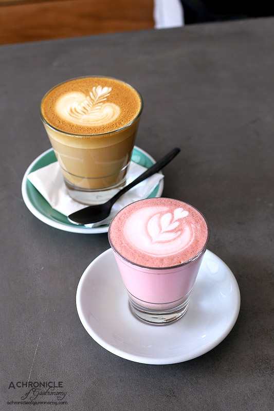 1809 - Beetroot latte $5, Large latte $4