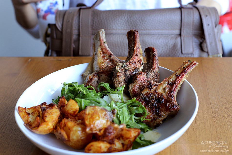 Northern Eatery - Lamb cutlets, rustic chat potatoes, preserved lemon, parmesan and roquette sald ($24.50)