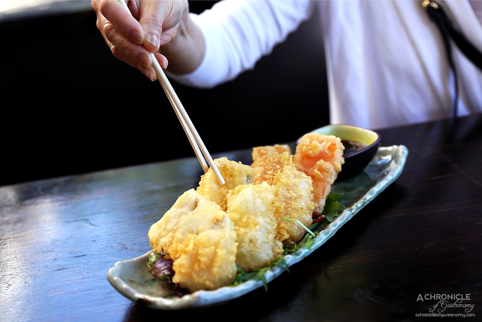 Robarta - Crispy Vegetable and Bean Curd Tempura - Seasonal vegetables in a light tempura batter with tempura dipping sauce ($12)