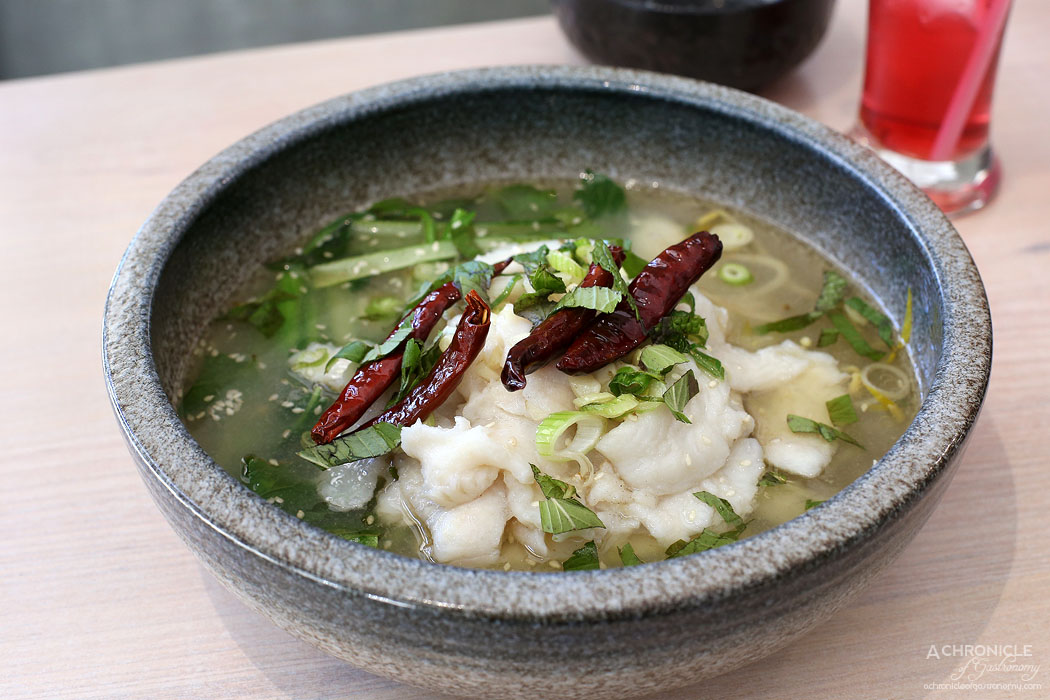 Momo Dumpling + Tea - Szechuan fish bowl - Marinated poached fish with vegetables ($24.90)