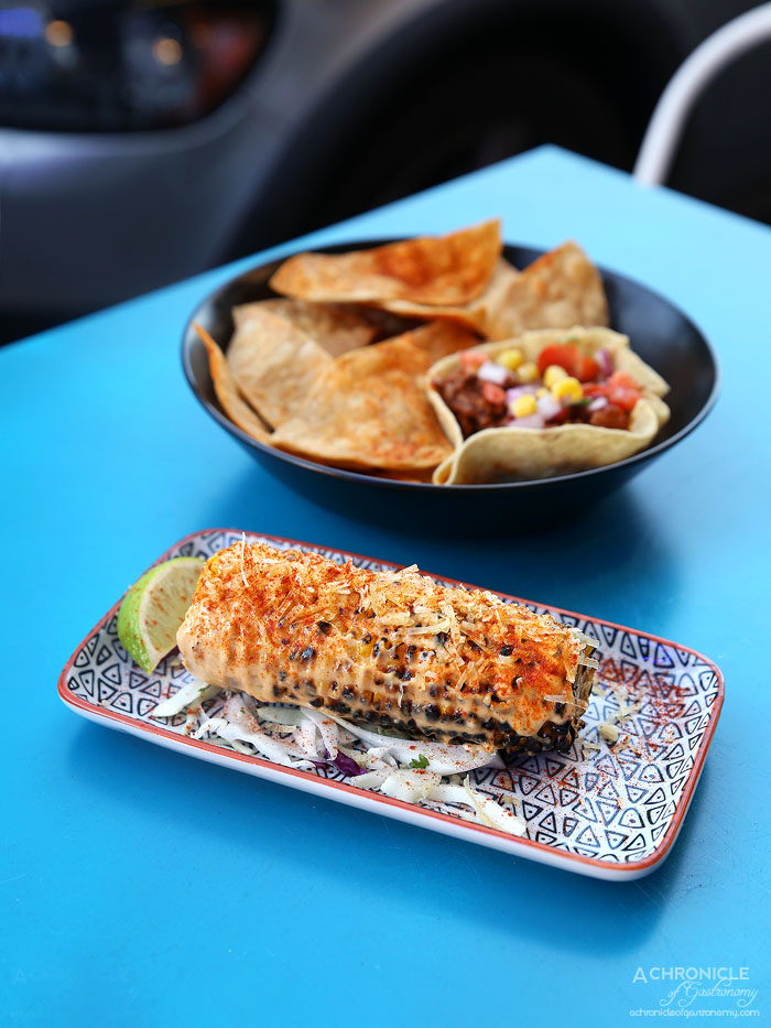 Paloma Cantina - Street Corn - Grilled corn cob, chipotle mayo, queso, lime ($5)