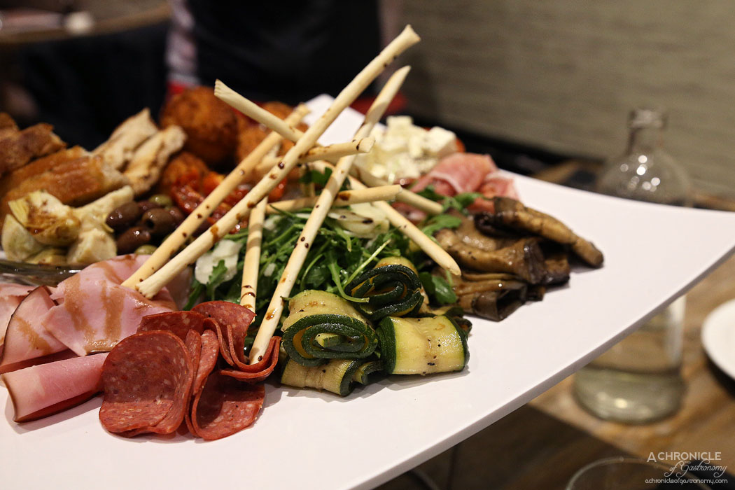Rubicon - Antipasto Platter for 2 - Cured meats, marinated vegetables, arancini, olives, crispy cheese, homemade crusty bread ($28.50)