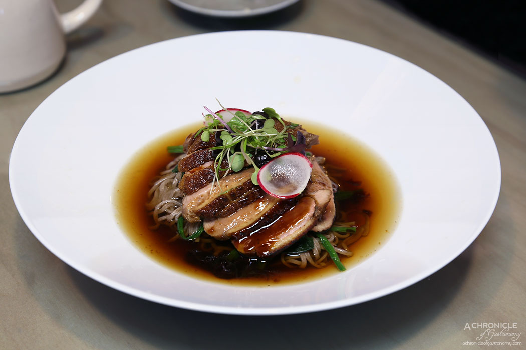 Aoki - Blueberry duck on soba with bonito broth ($27.90)