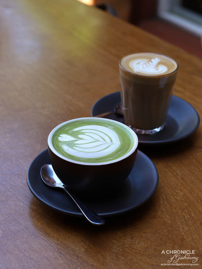The Coventry - Green tea latte ($4.20) Latte ($4.20)