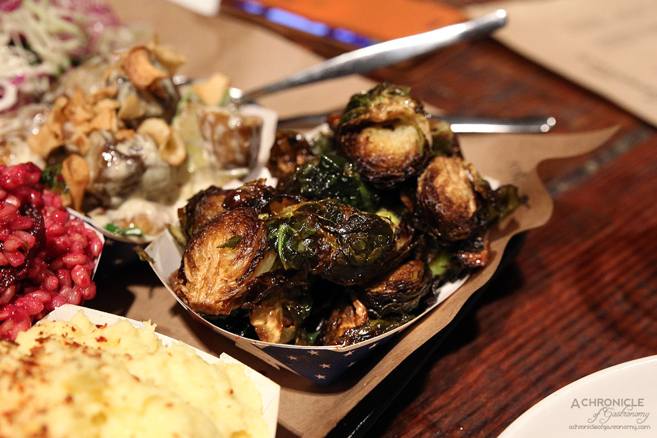 Bluebonnet Barbecue - Miso-glazed fried brussel sprouts