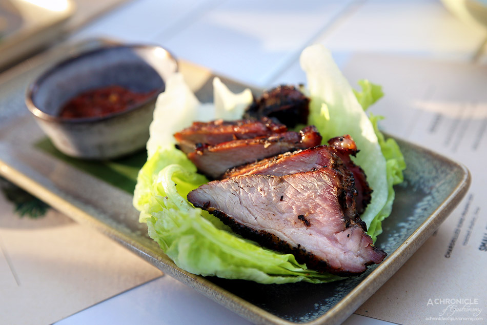 Bang Bang at the RC - Chargrilled pork neck w iceberg lettuce and red pepper jaew