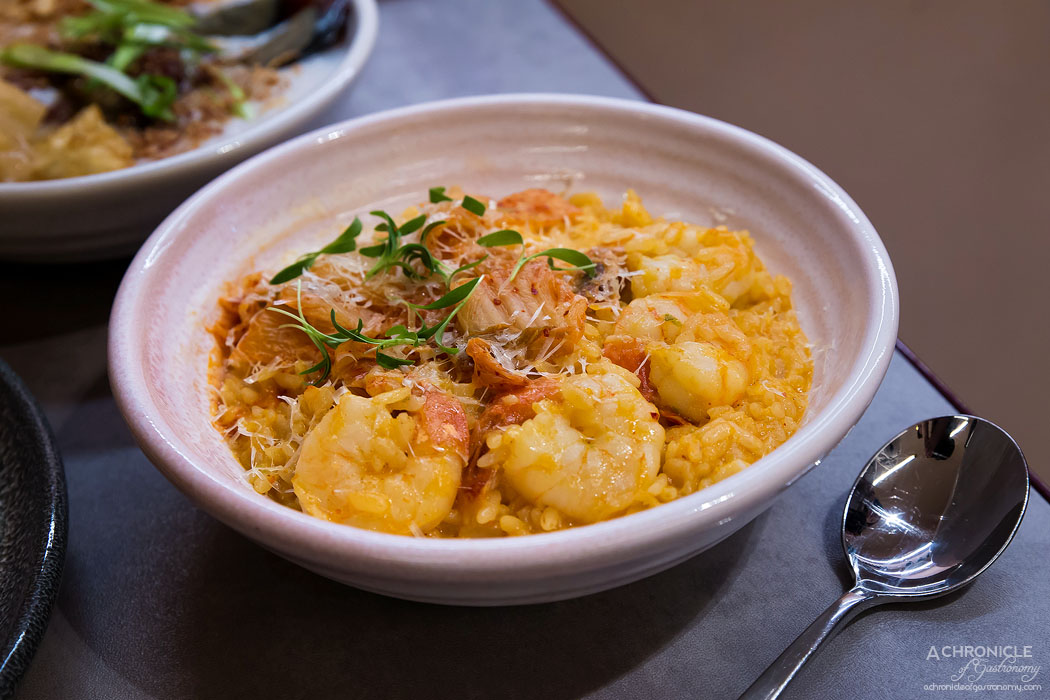 Workshop Bros GW - Kimchi Risotto - Risotto and prawns cooked in chilli broth and topped w gruyere cheese ($26.90)