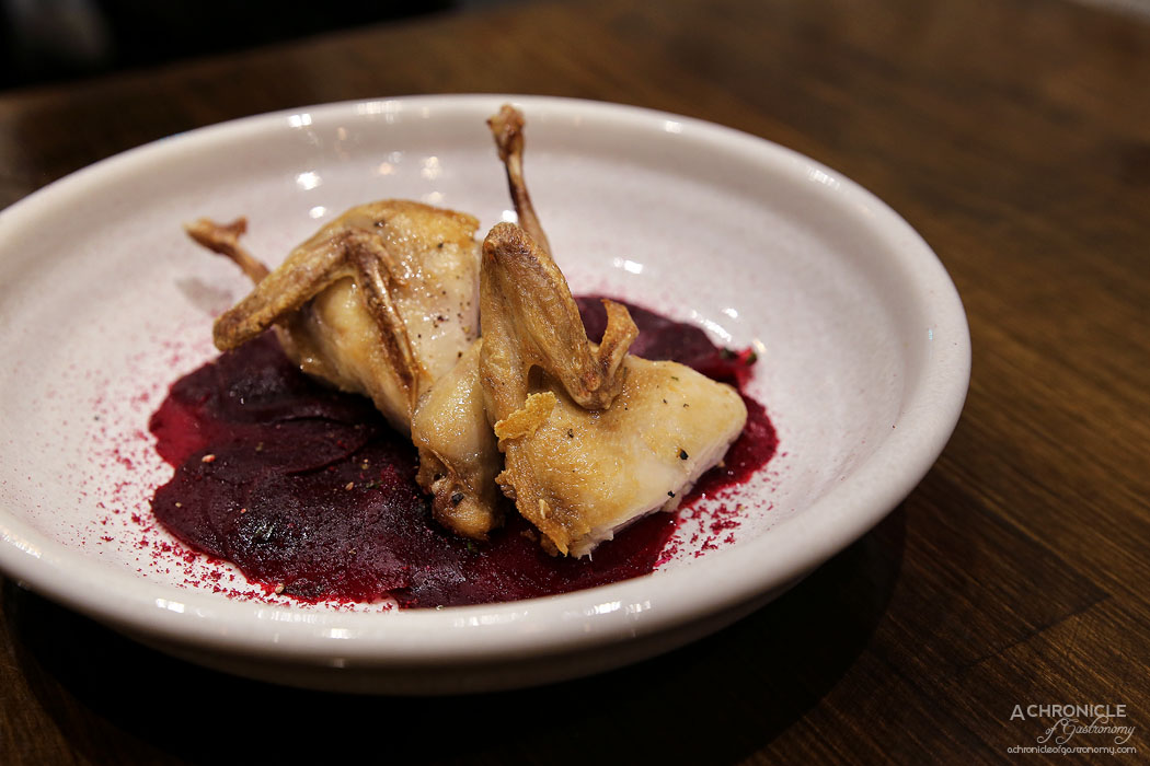 Imbue Food and Wine - Fried quail, pickled beetroot, balsamic ($16)