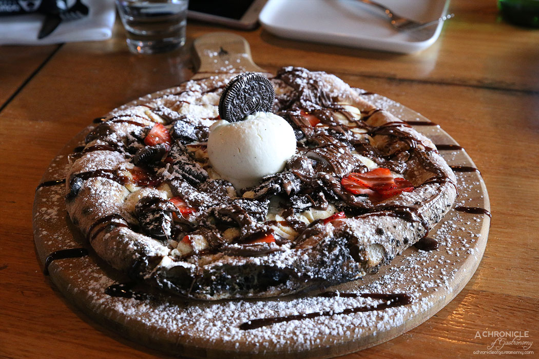 Mother Dough - White Chocolate Pizza with Nutella, Oreas, strawberries and ice cream