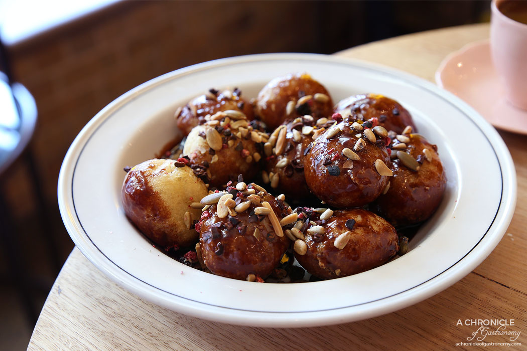 Jimmy Grants - Loukoumades w chocolate sauce and crumble ($9.90)