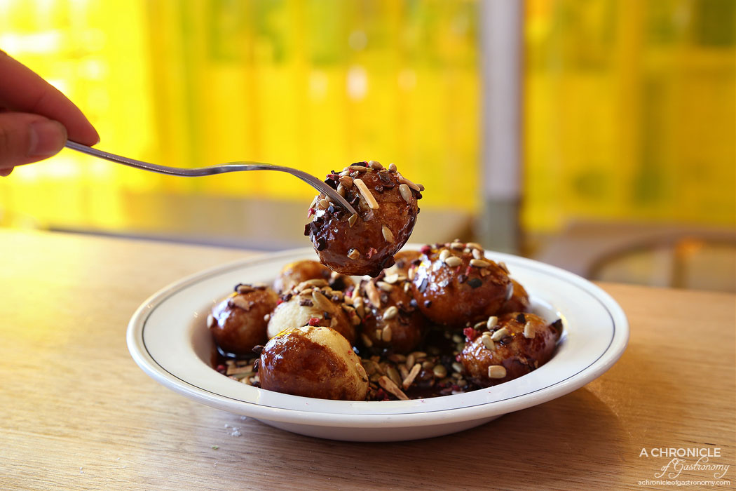 Jimmy Grants - Loukoumades w chocolate sauce and crumble ($9.90)
