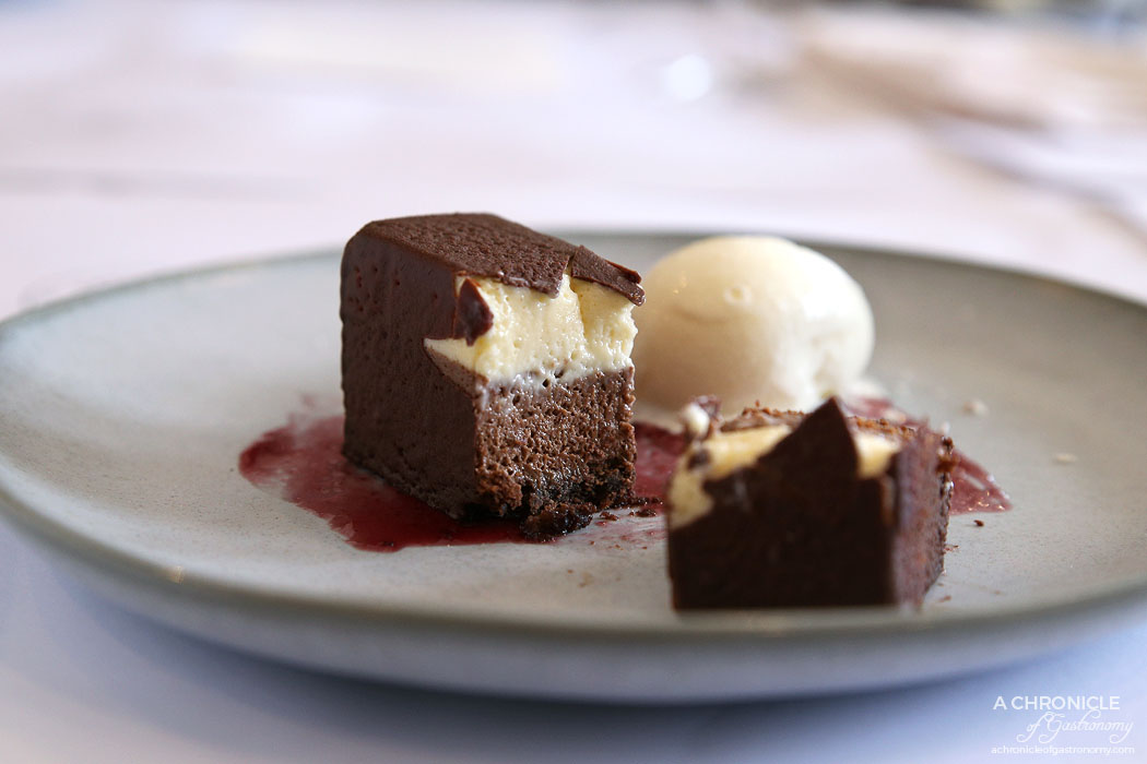 Cafe Latte - Mattonella - Chocolate mousse cake, cherry jam, vanilla ice cream