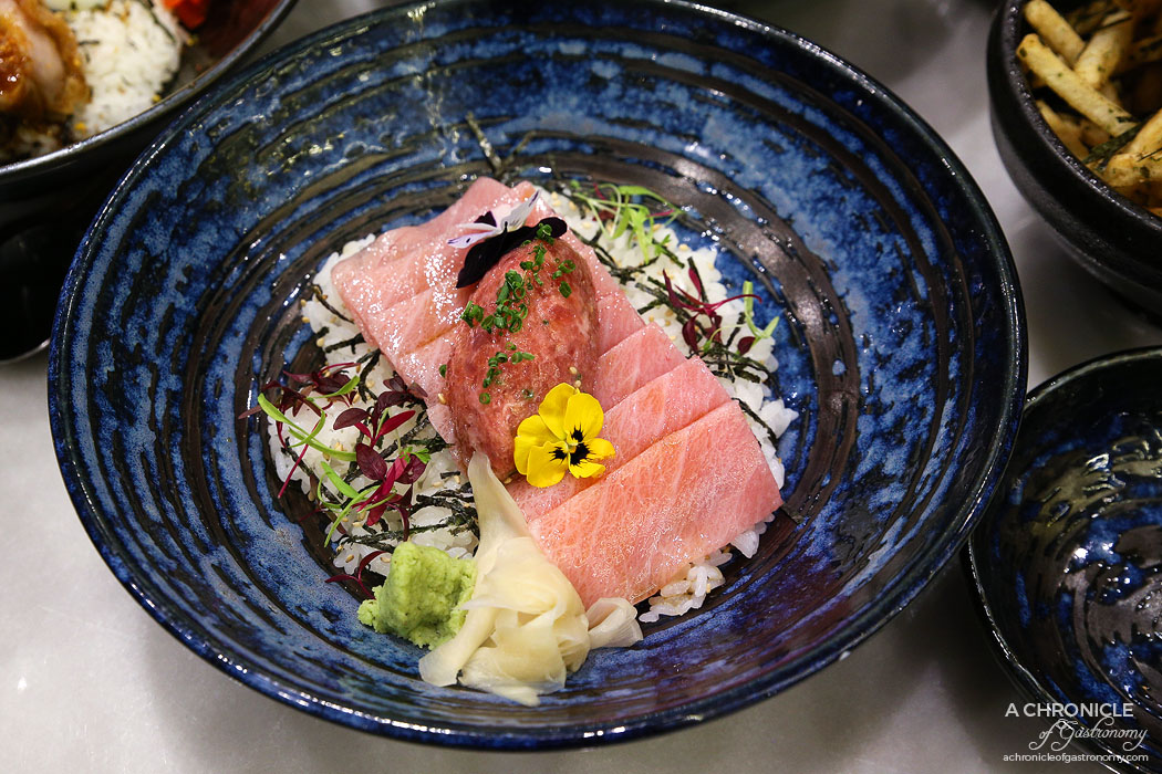 Calia - The Toro Bowl - Tuna belly glazed with suki sauce and tuna belly tartare ($39.80)