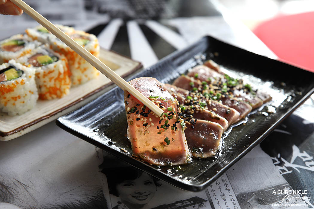Tokosan - Seared Tuna Sashimi w yuzu, ponzu, truffle ($22)
