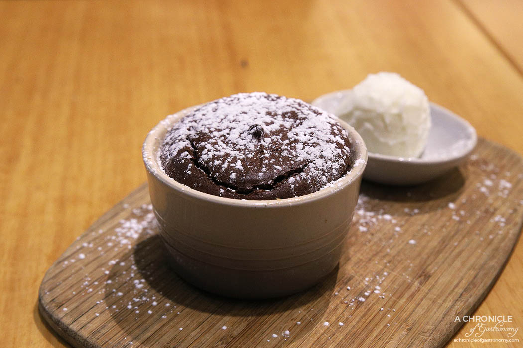 Infuse - Dark chocolate souffle w vanilla bean ice cream ($13)