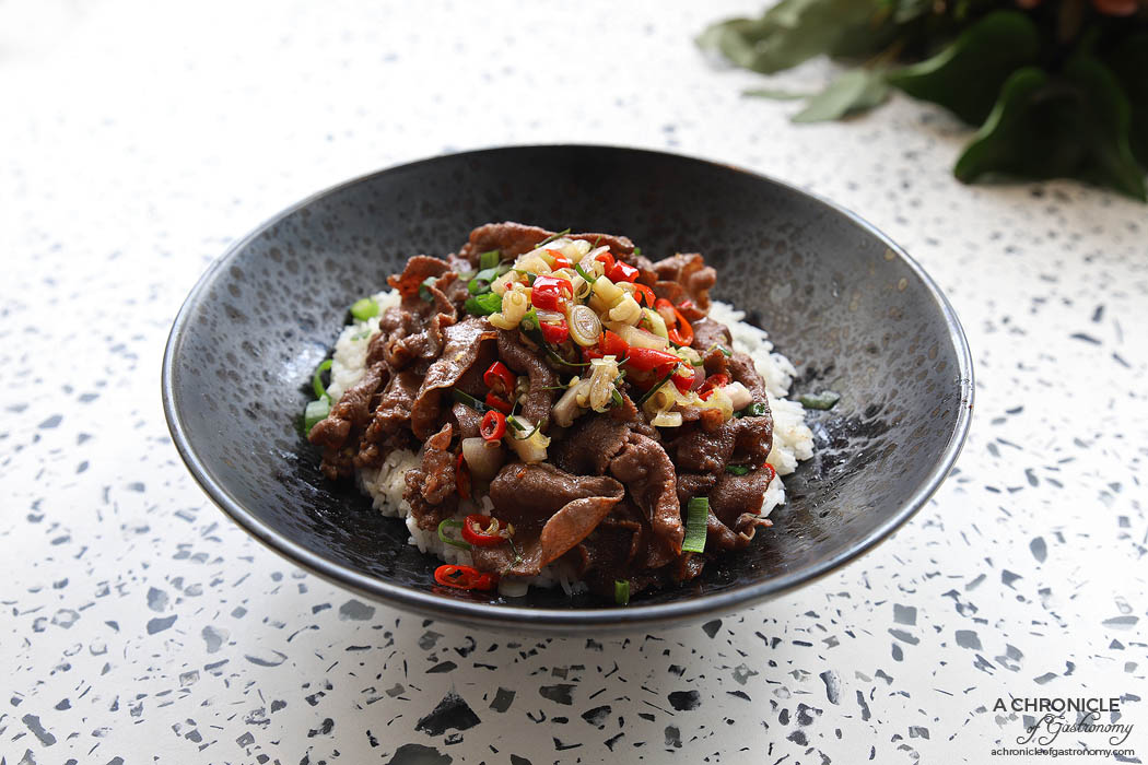 YOI - Gyutan Don - Marinated stir-fried beef tongue with chilli and spring onions ($15.90)